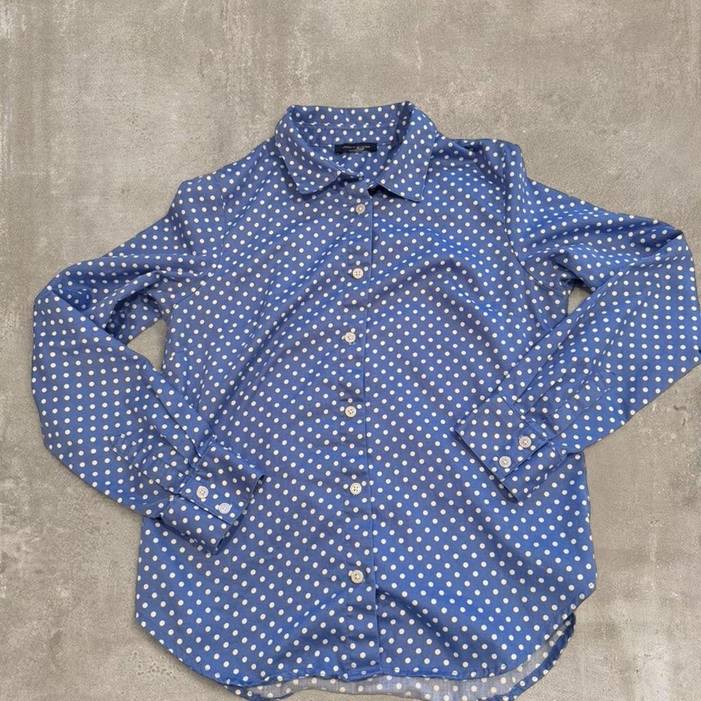 Tommy Hilfiger Navy and White Button-Down Shirt